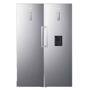 یخچال و فریزر دوقلو 40 فوت هایسنس مدل RS370S/FS270S، دارای نمایشگر و بدون برفک، با ارتفاع 186، پهنای 120 و عمق 67 سانتی‌متر، میزان مصرف انرژی A+، دارای 5 طبقه در یخچال و 5 کشو در فریزر، دارای سیستم نوفراست