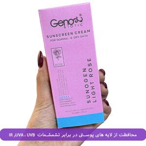 کرم ضد آفتاب رنگی پوست های خشک و معمولی SPF50 ژنوبایوتیک 50gr