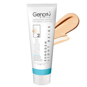 کرم ضد آفتاب رنگی پوست های خشک و معمولی SPF50 ژنوبایوتیک 50gr