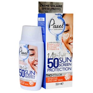 کرم ضد آفتاب بی رنگ SPF50 پوست خشک و حساس پیکسل 50ml