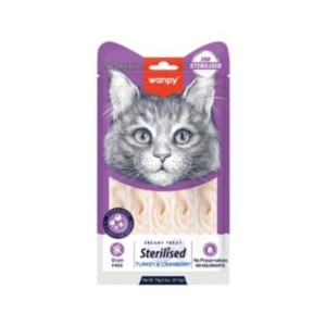 تشویقی بستنی گربه عقیم شده ونپی با طعم بوقلمون و کرنبری Wanpy Creamy Treat Sterilised وزن 70 گرم