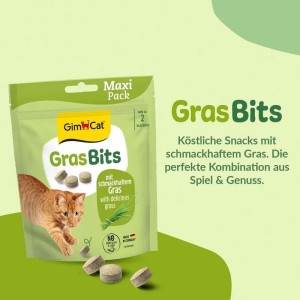 اسنک تشویقی گربه جیم کت با طعم علف گربه GimCat Gras Bits وزن 140 گرم