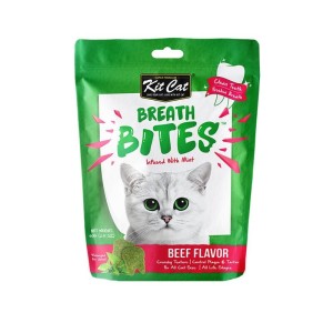 تشویقی دنتال گربه کیت کت با طعم گوشت گاو KitCat Breath Bites Beef وزن 60 گرم