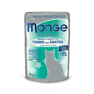 پوچ گربه مونژه با طعم ماهی تن و اردک Monge Natural Cat Pouch وزن 85 گرم