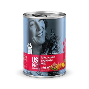 کنسرو غذای گربه یو اس پت مدل های پریمیوم با طعم ماهی تن انبه و کدو تنبل USPet Cat Canned Food وزن 800 گرم