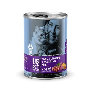 کنسرو غذای گربه یو اس پت مدل های پریمیوم با طعم گوشت گوساله و زردچوبه و سنبل الطیب USPet Cat Canned Food وزن 800 گرم