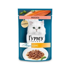 پوچ گربه گورمت با طعم سالمون در سس Gourmet Perle وزن 75 گرم