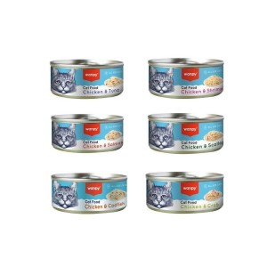 کنسرو غذای گربه ونپی با طعم میکس Wanpy Wet Cat Food بسته 6 عددی