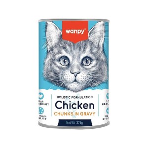 کنسرو غذای گربه ونپی با طعم مرغ Wanpy Chunks In Gravy وزن 375 گرم