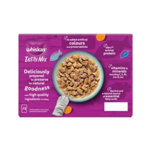 پوچ گربه ویسکاس با طعم میکس Whiskas Catch of the Day Tasty Mix in Gravy بسته 12 عددی