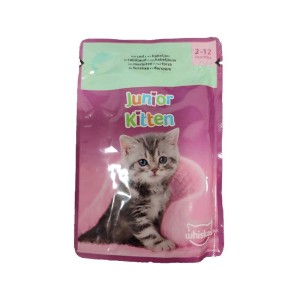 پوچ بچه گربه ویسکاس با طعم ماهی کاد Whiskas Kitten Fish Favourites in Jelly وزن 85 گرم