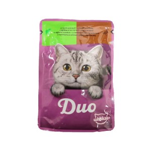 پوچ گربه ویسکاس با طعم گوشت بره و اردک Whiskas DUO Meaty Combos in Jelly وزن 85 گرم