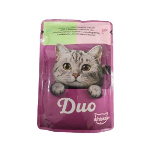 پوچ گربه ویسکاس با طعم ماهی سالمون و کولی Whiskas Duo Ocean Delights in jelly وزن 85 گرم