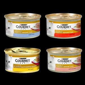 کنسرو غذای گربه گورمت کیکی با طعم میکس Gourmet Gold Savoury Cake بسته 4 عددی