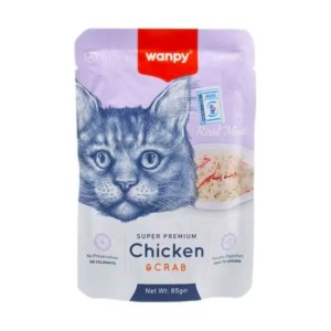 پوچ گربه ونپی با طعم مرغ و خرچنگ سفارش اروپا Wanpy Super Premium وزن 85 گرم