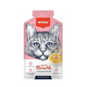 سوپ گربه ونپی با طعم ماهی تن و میگو سفارش اروپا Wanpy Meat Broth وزن 50 گرم