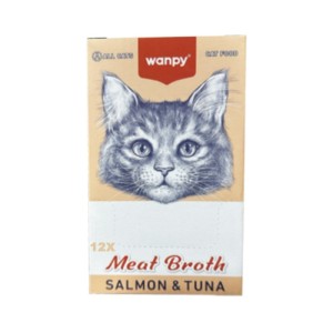 سوپ گربه ونپی با طعم ماهی تن و سالمون سفارش اروپا Wanpy Cat Meat Broth بسته 12 عددی