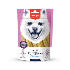 تشویقی سگ ونپی با طعم مرغ Wanpy Chewy Puff Sticks وزن 100 گرم