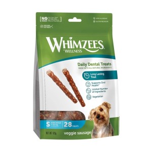 تشویقی سوسیسی سگ نژاد کوچک ویمزیس Whimzees Veggie Sausage Small بسته 4+24 عددی