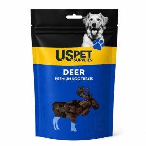 تشویقی سگ یو اس پت گوشت گوزن مدل مکعبی USPet Deer Cubes وزن 100 گرم