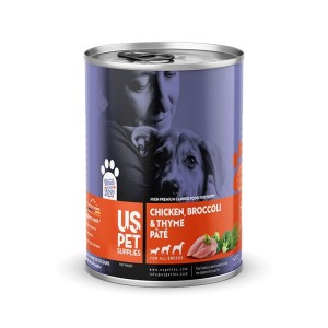 کنسرو غذای توله سگ یو اس پت مدل های پریمیوم با طعم مرغ و بروکلی و آویشن USPet Dog Canned Food وزن 800 گرم
