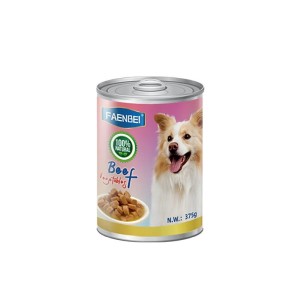 کنسرو غذای سگ فنبی با گوشت گاو و سبزیجات Faenbei Dog Wet Food with Beef وزن 375 گرم