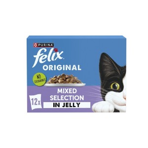 پوچ گربه فلیکس مدل پک میکس در ژله Felix Original Mixed Selection in Jelly بسته 12 عددی