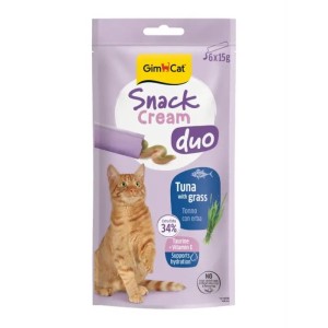 بستنی گربه جیم کت با طعم ماهی تن و علف گربه GimCat Snack Cream Duo بسته 6 عددی