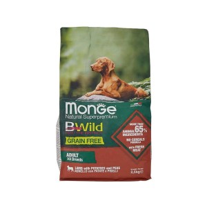 غذای خشک سگ مونژه با طعم گوشت بره و سیب زمینی و نخود فرنگی Monge Bwild Dog Food وزن 2.5 کیلوگرم | پت استوک