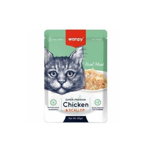 پوچ گربه ونپی با طعم مرغ و گوش ماهی سفارش اروپا Wanpy Super Premium وزن 85 گرم