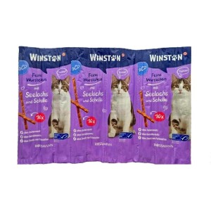 اسنک تشویقی گربه وینستون با طعم ماهی سالمون و قزل‌آلا Winston Cat Treat بسته 10 عددی