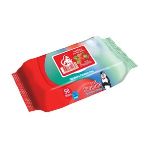 دستمال مرطوب پاکتی رایحه دار مستر پنگوئن بسته 50 عددی