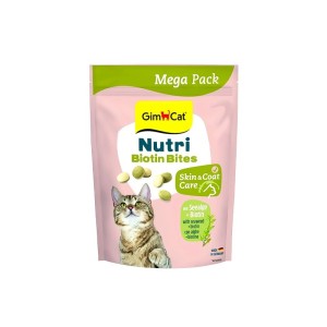 تشویقی گربه جیم کت با بیوتین و جلبک مخصوص پوست و مو GimCat Nutri Biotin & Seaweed Bites وزن 425 گرم