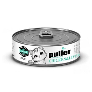 کنسرو غذای بچه گربه پولر با طعم مرغ و جگر Puller Super Premium Natural وزن 120 گرم