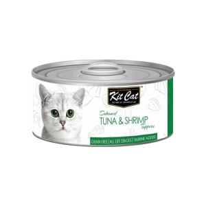 کنسرو غذای گربه کیت کت با طعم ماهی تن و میگو KitCat Tuna & Shrimp وزن 80 گرم