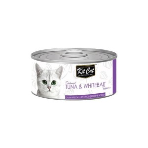 کنسرو غذای گربه کیت کت با طعم ماهی تن و بچه ماهی KitCat Tuna & Whitebait وزن 80 گرم