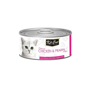 کنسرو غذای گربه کیت کت با طعم مرغ و میگو KitCat Chicken & Prawn وزن 80 گرم