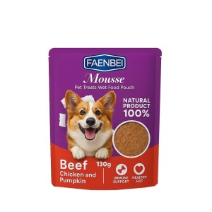پوچ سگ فنبی با طعم گوشت گاو و مرغ و کدو Faenbei Dog Pouch with Beef & Chicken وزن 130 گرم
