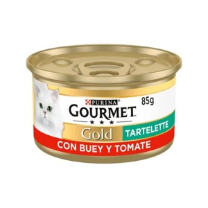 کنسرو غذای گربه گورمت کیکی با طعم گوشت گاو و گوجه‌فرنگی Gourmet Gold Les Timbales وزن 85 گرمی