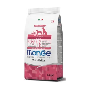 غذای خشک سگ بالغ مونژه با طعم گوشت گاو و برنج Monge Adult Dog Food With Beef & Rice وزن 2.5 کیلوگرم