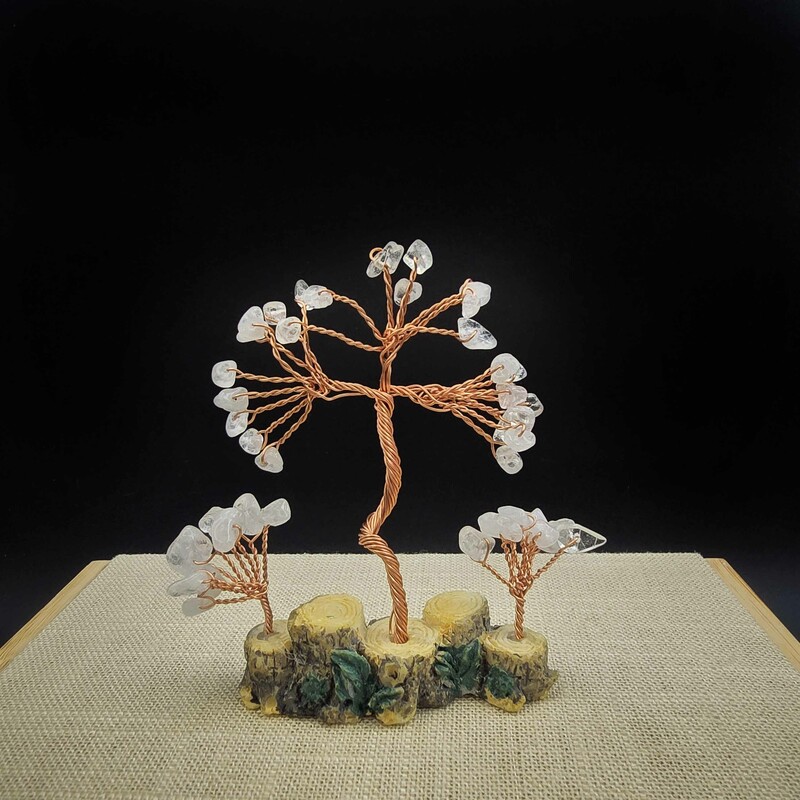 درختچه ثروت سه شاخه کریستال کوارتز