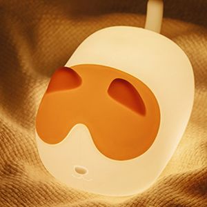 چراغ خواب فانتزی شارژی رومیزی Cute cat silicone pat lamp induction dimming M21
