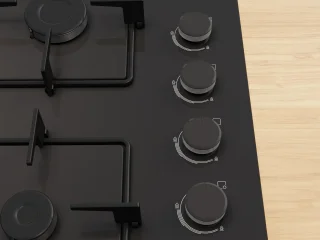 گاز توکار ۴ شعله بوش سری 4 شیشه‌ای مشکی مدل  POP6C6P30M