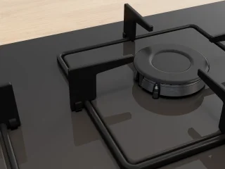 گاز توکار ۴ شعله بوش سری 4 شیشه‌ای مشکی مدل  POP6C6P30M