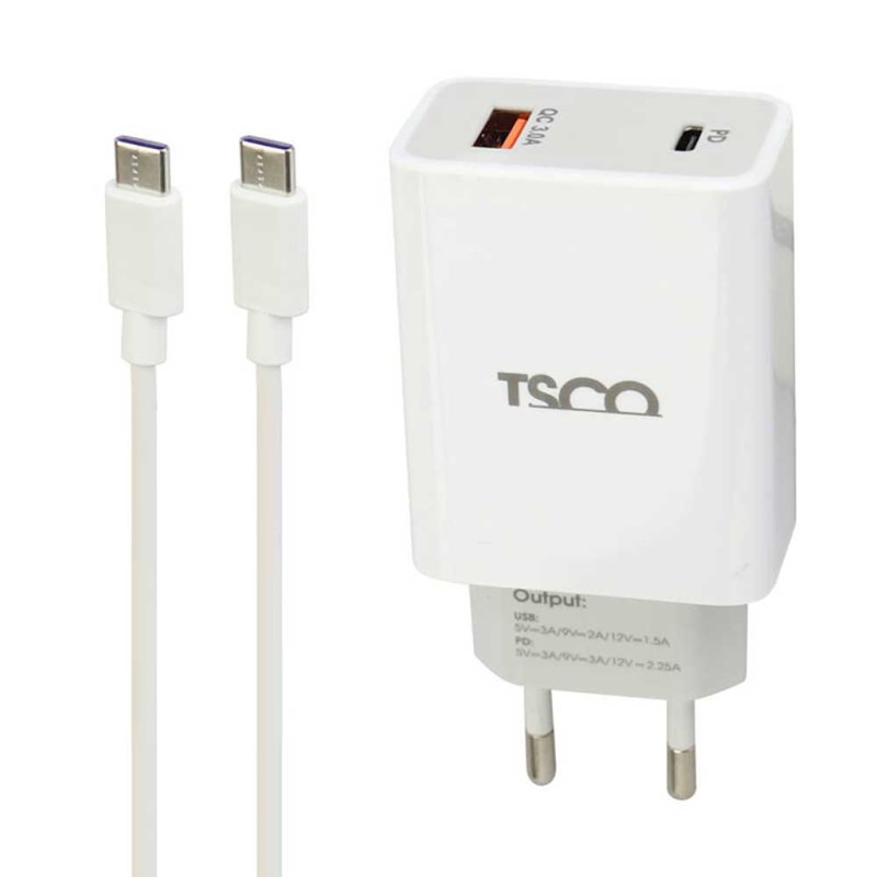 شارژر دیواری تسکو مدل TTC 60 به همراه کابل تبدیل Type-C