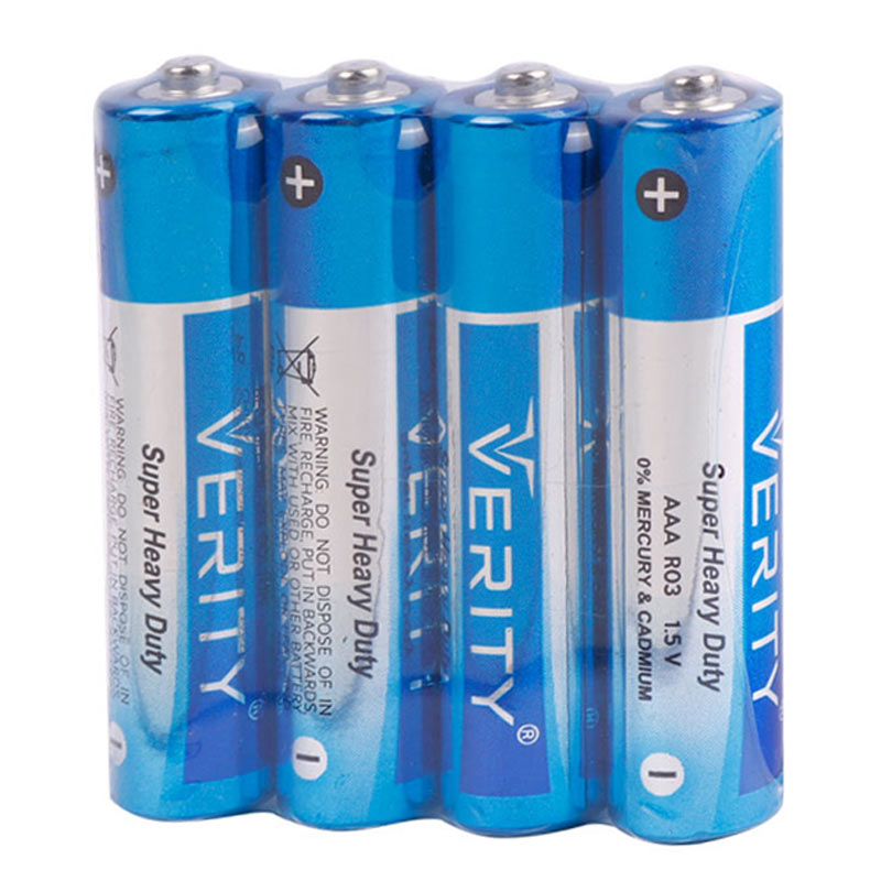 باتری نیم قلمی وریتی مدل Zinc Carbon AAA Battery Shrink - R03 بسته چهار عددی