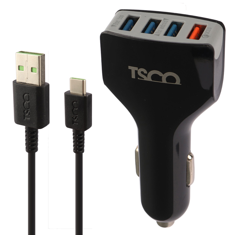 شارژر فندکی فست شارژ تسکو مدل TCG 20 3A QC3.0 PD 18W به همراه کابل Type-C