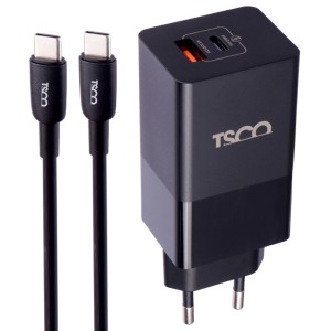 شارژر دیواری فست شارژ تسکو مدل TTC 67 5A 65W به همراه کابل تبدیل Type-C