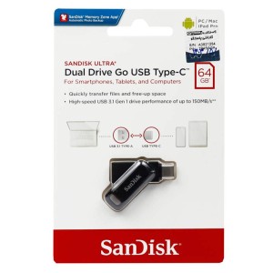 فلش مموری سن دیسک مدل Ultra Dual Drive GO USB Type-C ظرفیت 64 گیگابایت