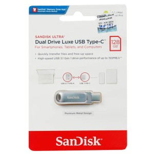 فلش مموری سن دیسک مدل Ultra Dual Drive Luxe ظرفیت 128 گیگابایت